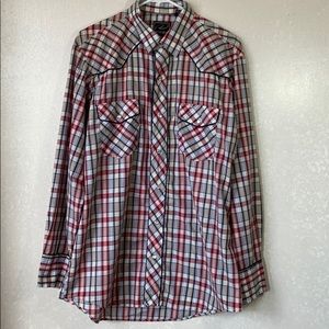 ROPER Plaid Western Style Button Up Shirt Pearl Snap Large L